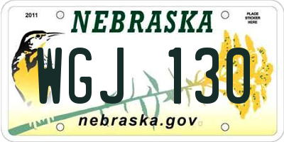NE license plate WGJ130