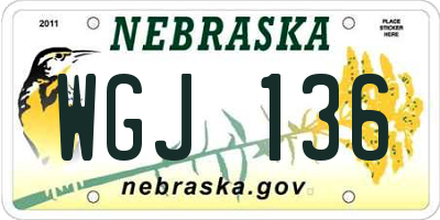 NE license plate WGJ136