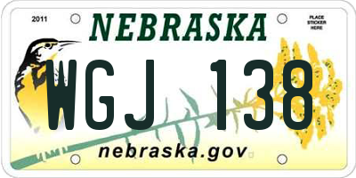NE license plate WGJ138