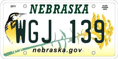 NE license plate WGJ139
