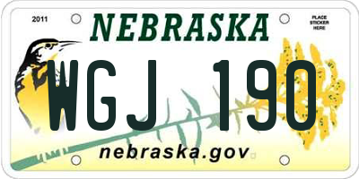NE license plate WGJ190