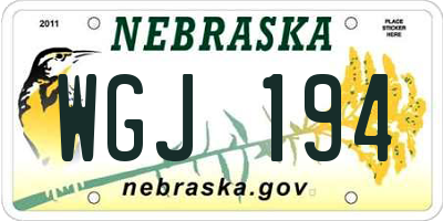 NE license plate WGJ194