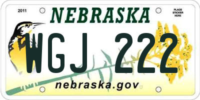 NE license plate WGJ222