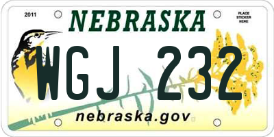 NE license plate WGJ232