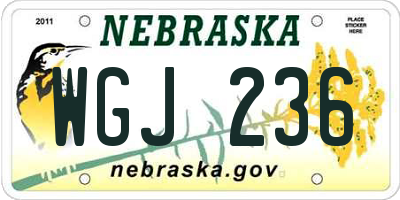 NE license plate WGJ236