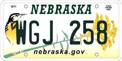 NE license plate WGJ258