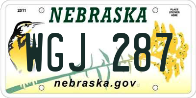 NE license plate WGJ287