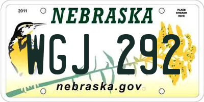 NE license plate WGJ292