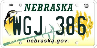 NE license plate WGJ386