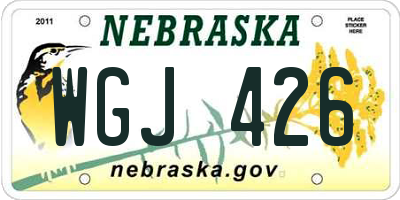 NE license plate WGJ426