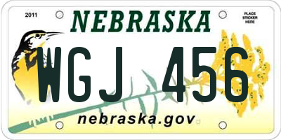 NE license plate WGJ456