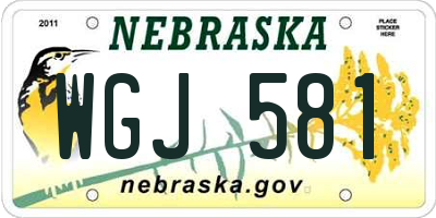 NE license plate WGJ581