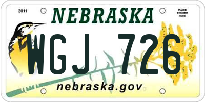 NE license plate WGJ726