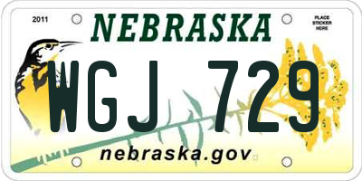 NE license plate WGJ729