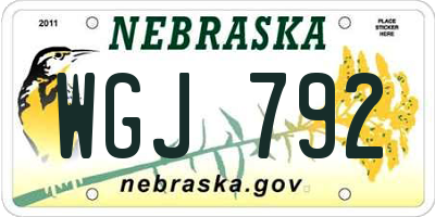 NE license plate WGJ792