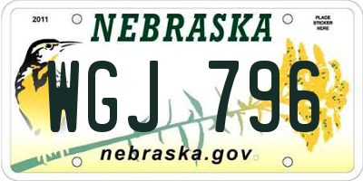 NE license plate WGJ796