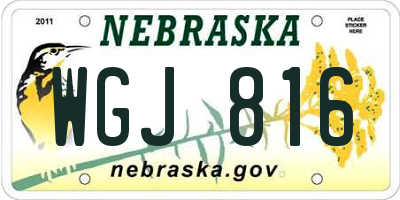 NE license plate WGJ816