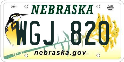 NE license plate WGJ820
