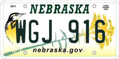 NE license plate WGJ916