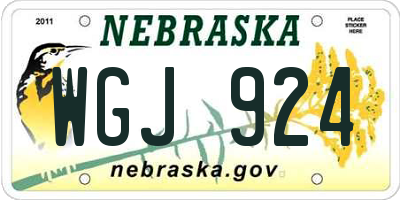 NE license plate WGJ924