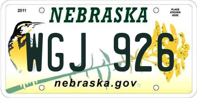 NE license plate WGJ926