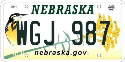 NE license plate WGJ987