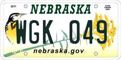 NE license plate WGK049