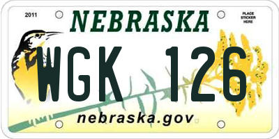 NE license plate WGK126