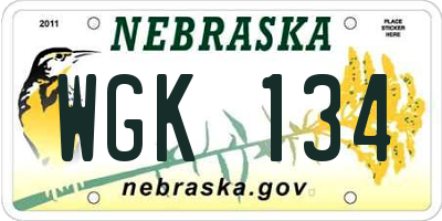 NE license plate WGK134
