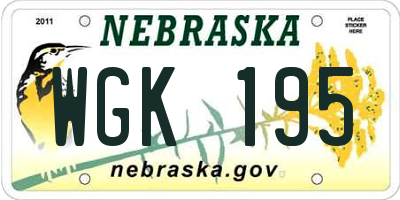 NE license plate WGK195