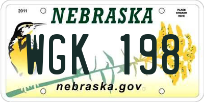 NE license plate WGK198