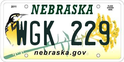 NE license plate WGK229
