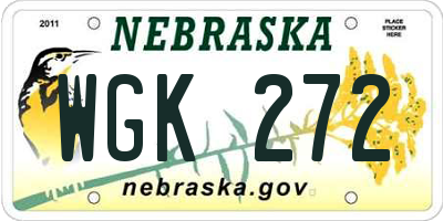 NE license plate WGK272