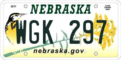 NE license plate WGK297