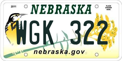 NE license plate WGK322