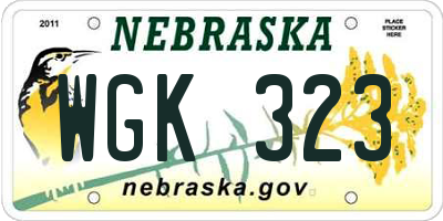 NE license plate WGK323