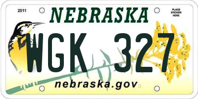 NE license plate WGK327