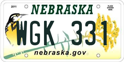 NE license plate WGK331