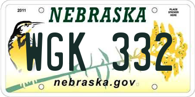 NE license plate WGK332