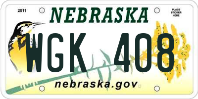 NE license plate WGK408