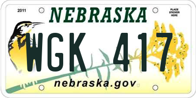 NE license plate WGK417