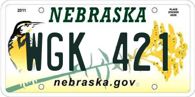 NE license plate WGK421
