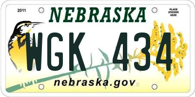 NE license plate WGK434