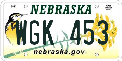 NE license plate WGK453