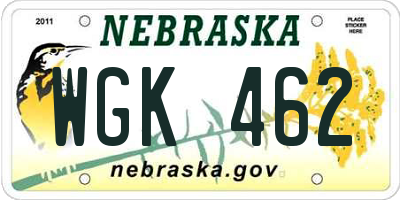 NE license plate WGK462