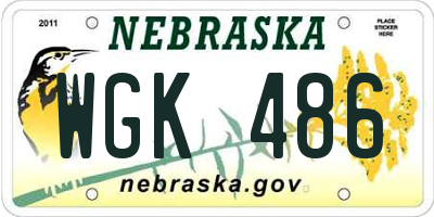NE license plate WGK486
