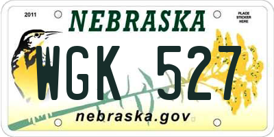 NE license plate WGK527