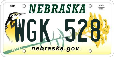 NE license plate WGK528
