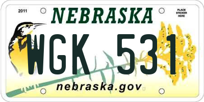 NE license plate WGK531