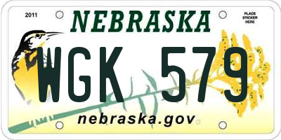 NE license plate WGK579